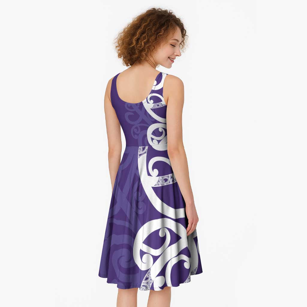 Violet Green Maori Midi Dress Koru Kowhaiwhai