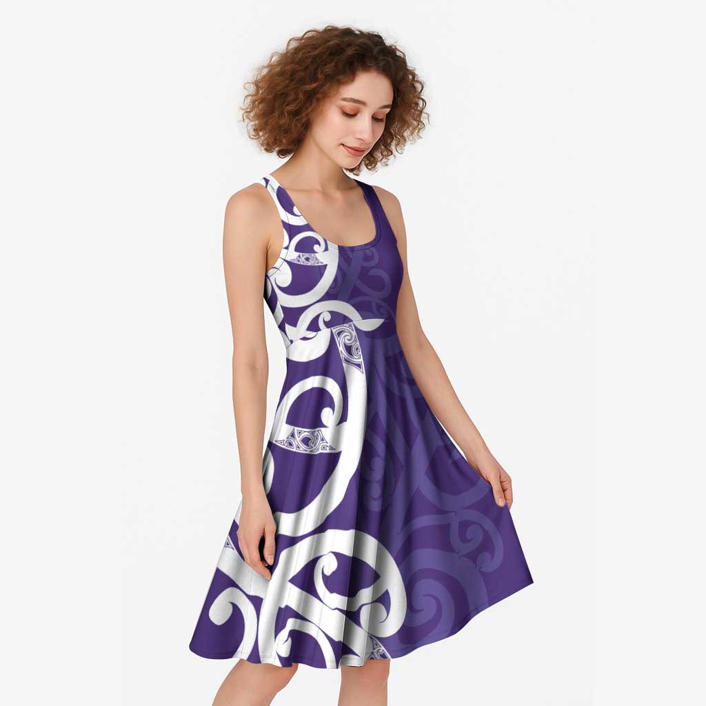 Violet Green Maori Midi Dress Koru Kowhaiwhai