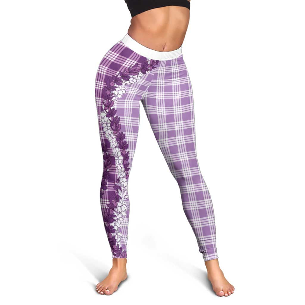 Violet Hawaii Palaka Leggings Hawaiian Honohono Lei
