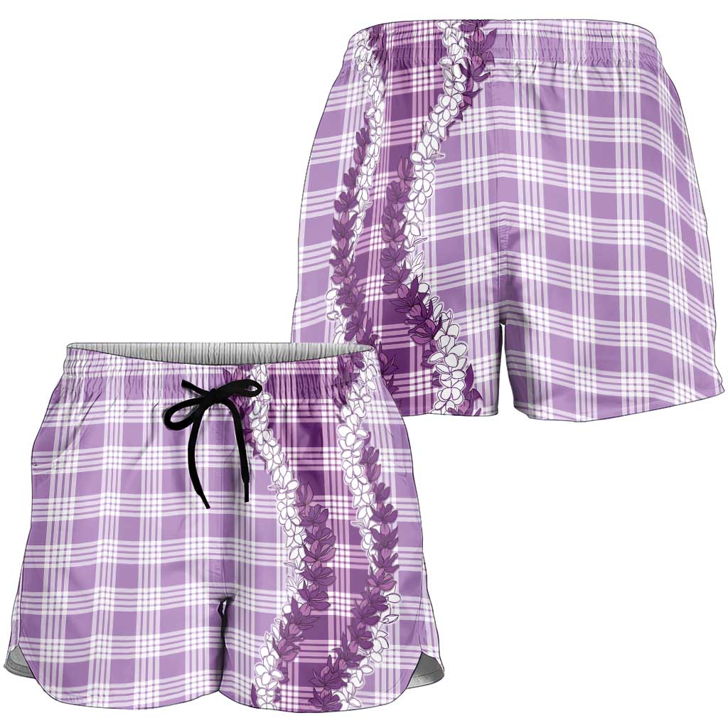 Violet Hawaii Palaka Shorts for Women Hawaiian Honohono Lei