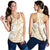 White and Gold Polynesia Women Racerback Tank Plumeria Tattoo With Polynesian Pattern - Polynesian Pride