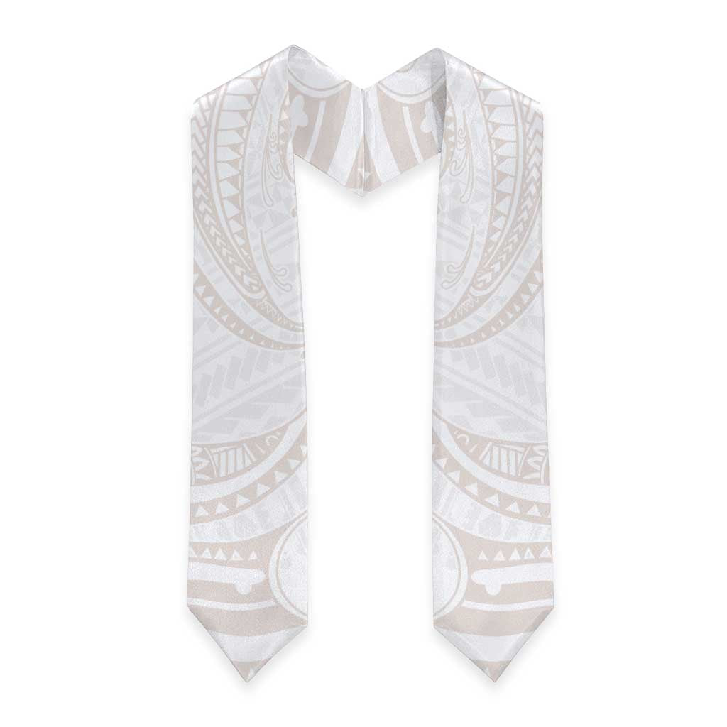 White Sunday Lotu Tamaiti Graduation Stole Polynesian Wave Pastel Nude LT9 - Polynesian Pride