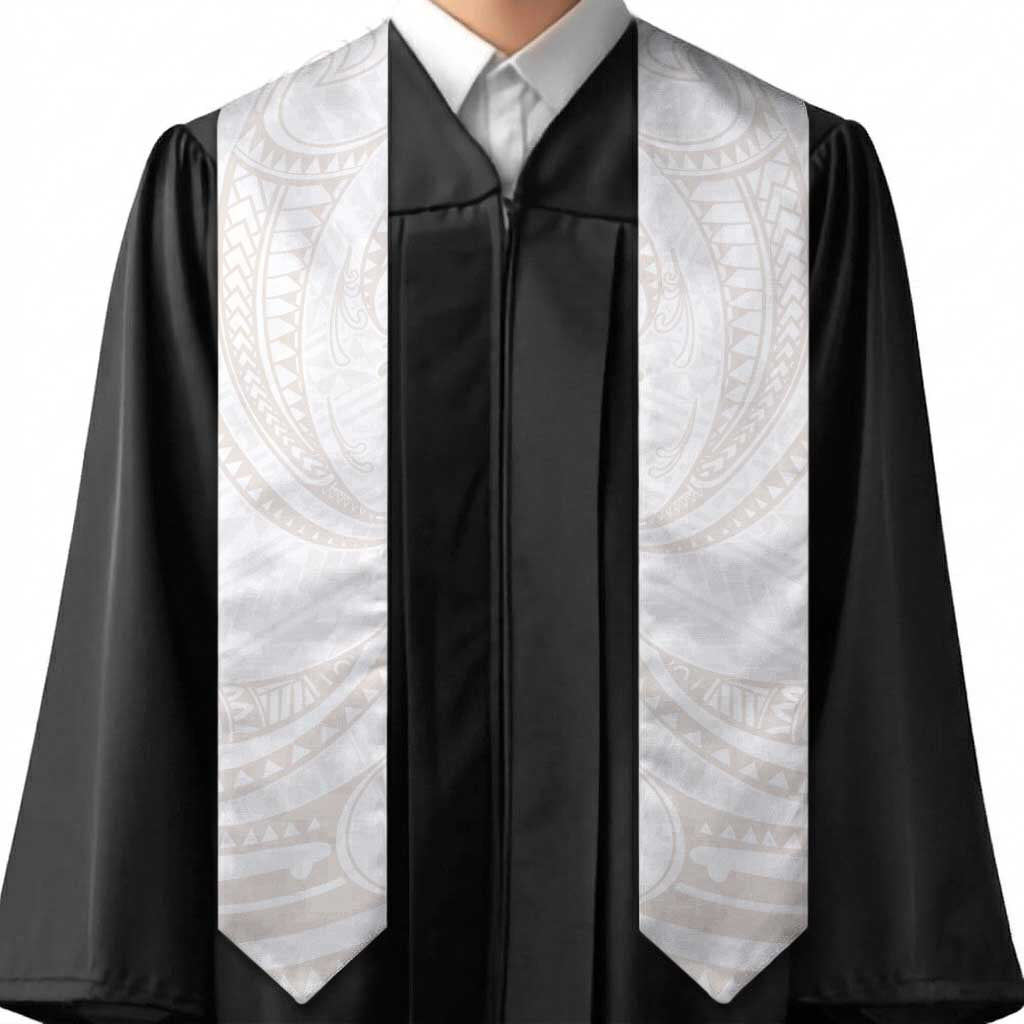 White Sunday Lotu Tamaiti Graduation Stole Polynesian Wave Pastel Nude LT9 - Polynesian Pride