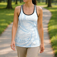 White Sunday Lotu Tamaiti Hollow Tank Top Polynesian Wave Pastel Sky Blue LT9 - Polynesian Pride