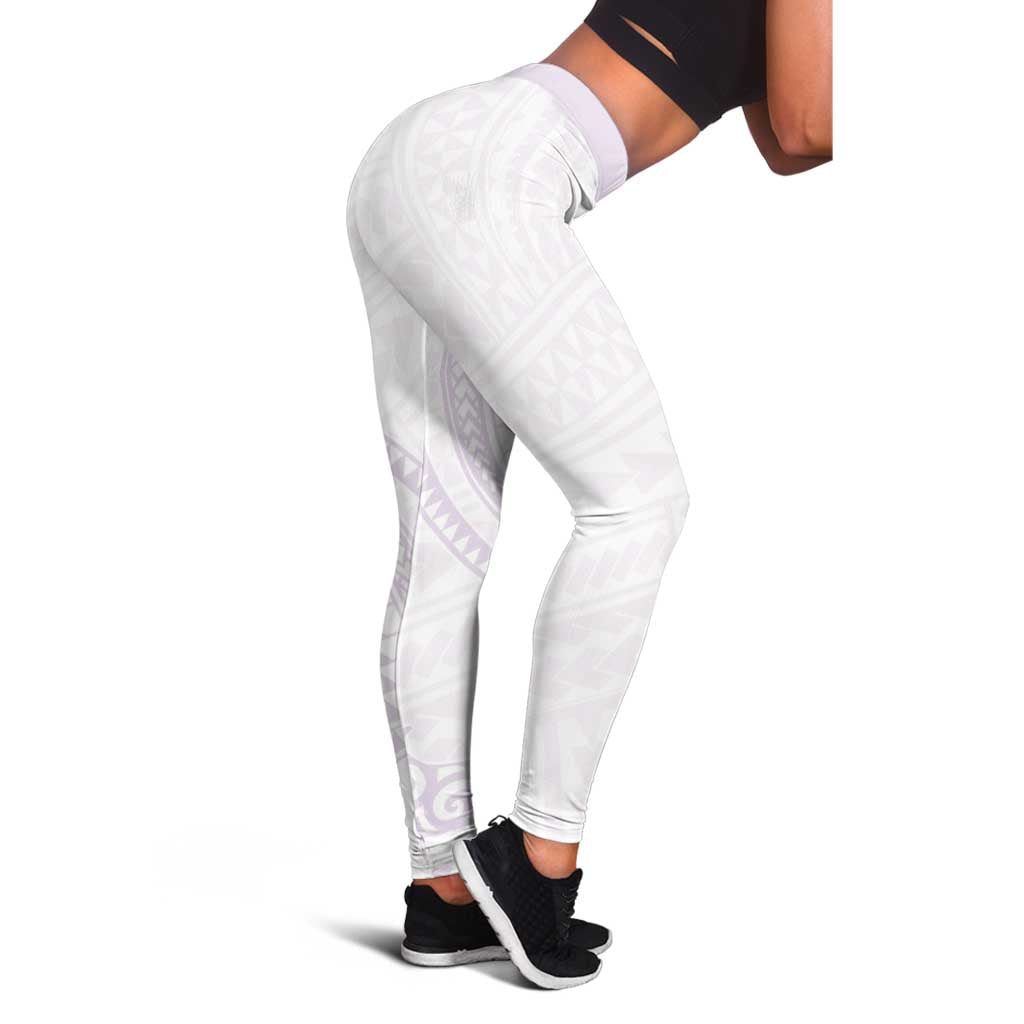 White Sunday Lotu Tamaiti Leggings Polynesian Wave Pastel Mauve - Polynesian Pride