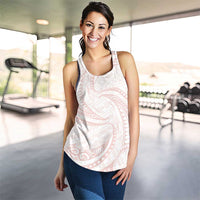 White Sunday Lotu Tamaiti Women Racerback Tank Polynesian Wave Pastel Blush - Polynesian Pride