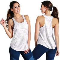 White Sunday Lotu Tamaiti Women Racerback Tank Polynesian Wave Pastel Mauve - Polynesian Pride