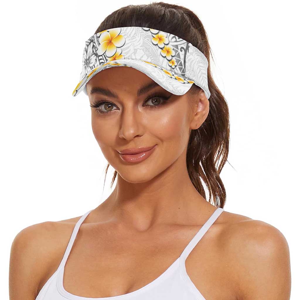 White Tropical Plumeria With Galaxy Polynesian Art Sun Visor Cap LT14 - Polynesian Pride