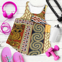 Yellow Aotearoa Kowhaiwhai Pattern Women Racerback Tank NZ Maori Quilt Style LT14 Yellow - Polynesian Pride