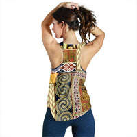 Yellow Aotearoa Kowhaiwhai Pattern Women Racerback Tank NZ Maori Quilt Style LT14 - Polynesian Pride