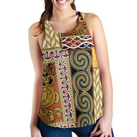 Yellow Aotearoa Kowhaiwhai Pattern Women Racerback Tank NZ Maori Quilt Style LT14 - Polynesian Pride