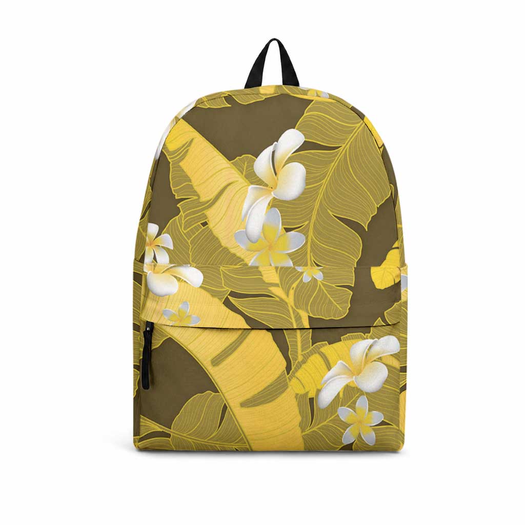 Yellow Banana Leaf Hawaii Backpack Lau Maia Plumeria Tropical Summer Vibes