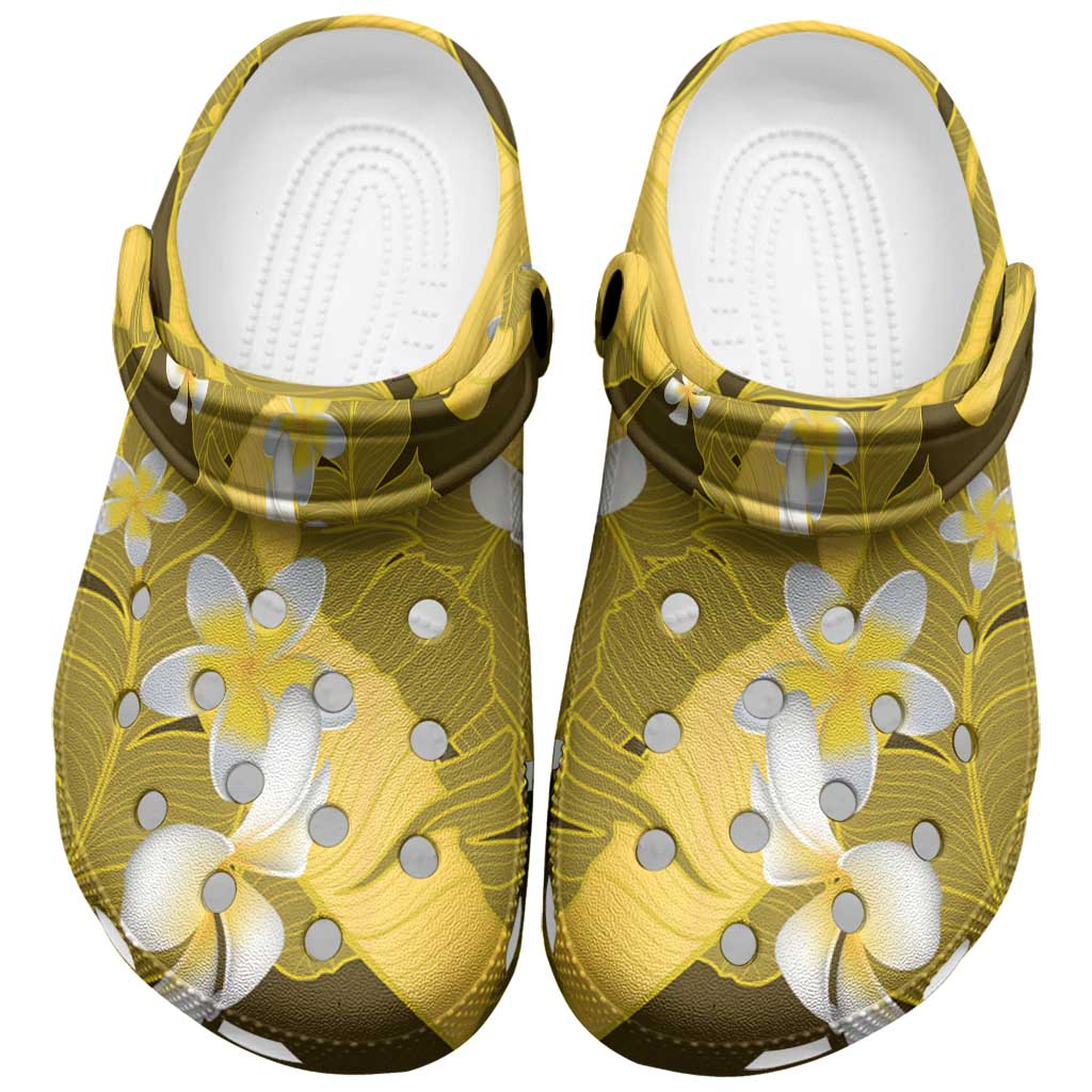 Yellow Banana Leaf Hawaii Clogs Shoes Lau Maia Plumeria Tropical Summer Vibes LT14 Yellow - Polynesian Pride