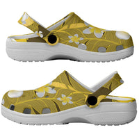 Yellow Banana Leaf Hawaii Clogs Shoes Lau Maia Plumeria Tropical Summer Vibes LT14 - Polynesian Pride
