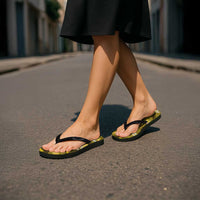 Yellow Banana Leaf Hawaii Flip Flops Lau Maia Plumeria Tropical Summer Vibes LT14 - Polynesian Pride