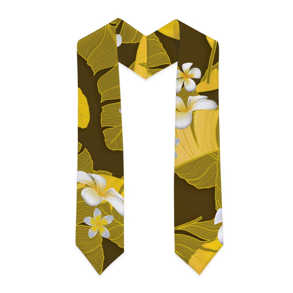 Yellow Banana Leaf Hawaii Graduation Stole Lau Maia Plumeria Tropical Summer Vibes LT14 - Polynesian Pride