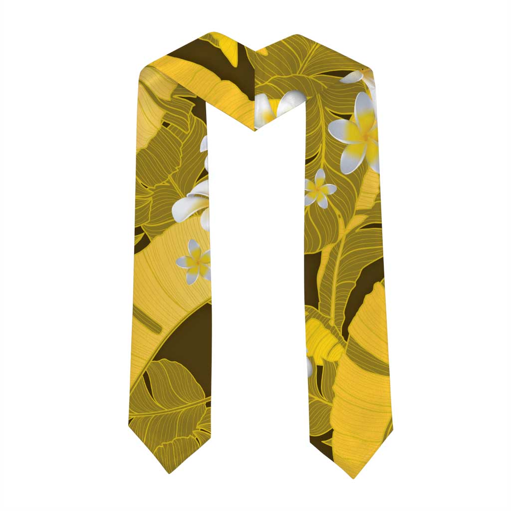 Yellow Banana Leaf Hawaii Graduation Stole Lau Maia Plumeria Tropical Summer Vibes LT14 - Polynesian Pride