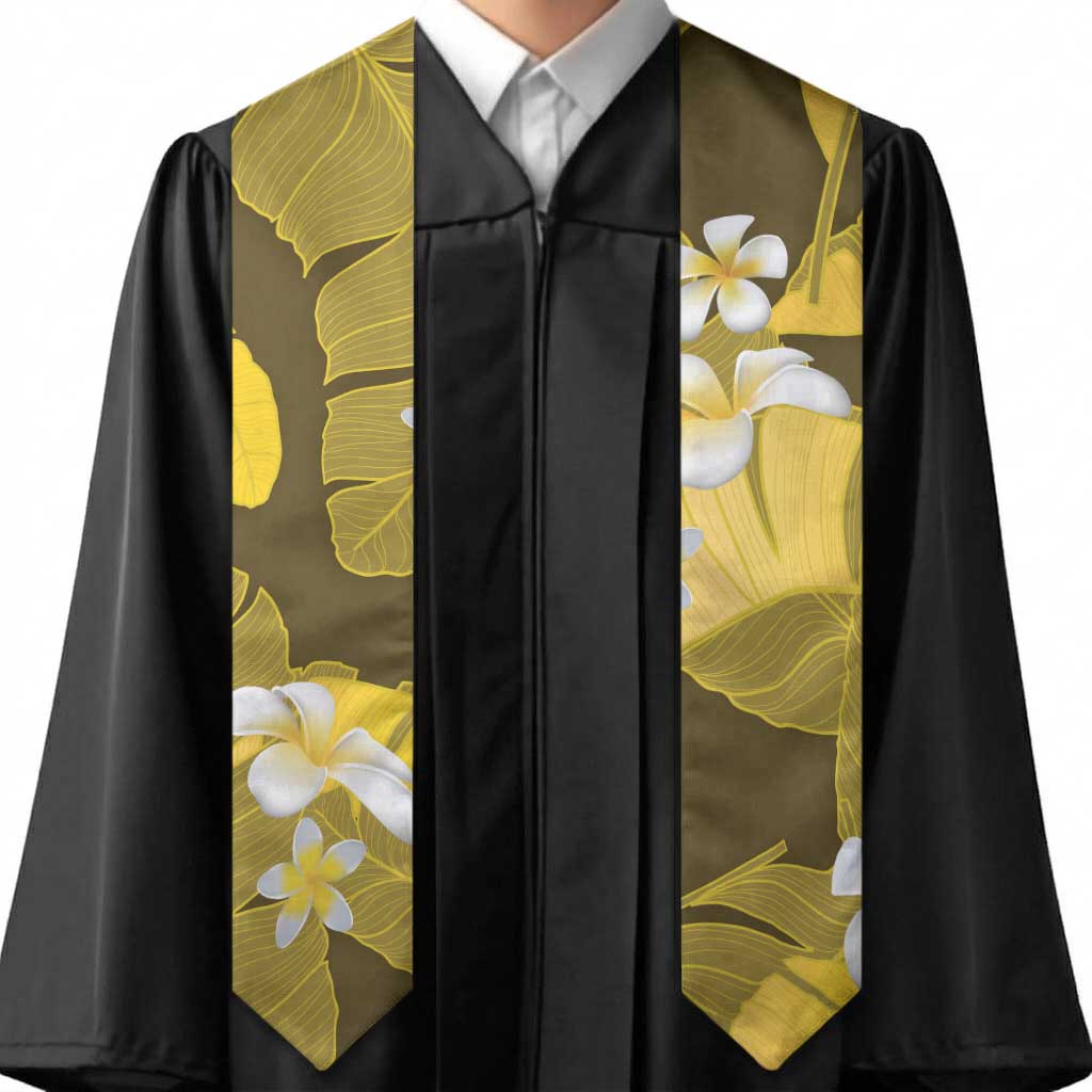 Yellow Banana Leaf Hawaii Graduation Stole Lau Maia Plumeria Tropical Summer Vibes LT14 - Polynesian Pride