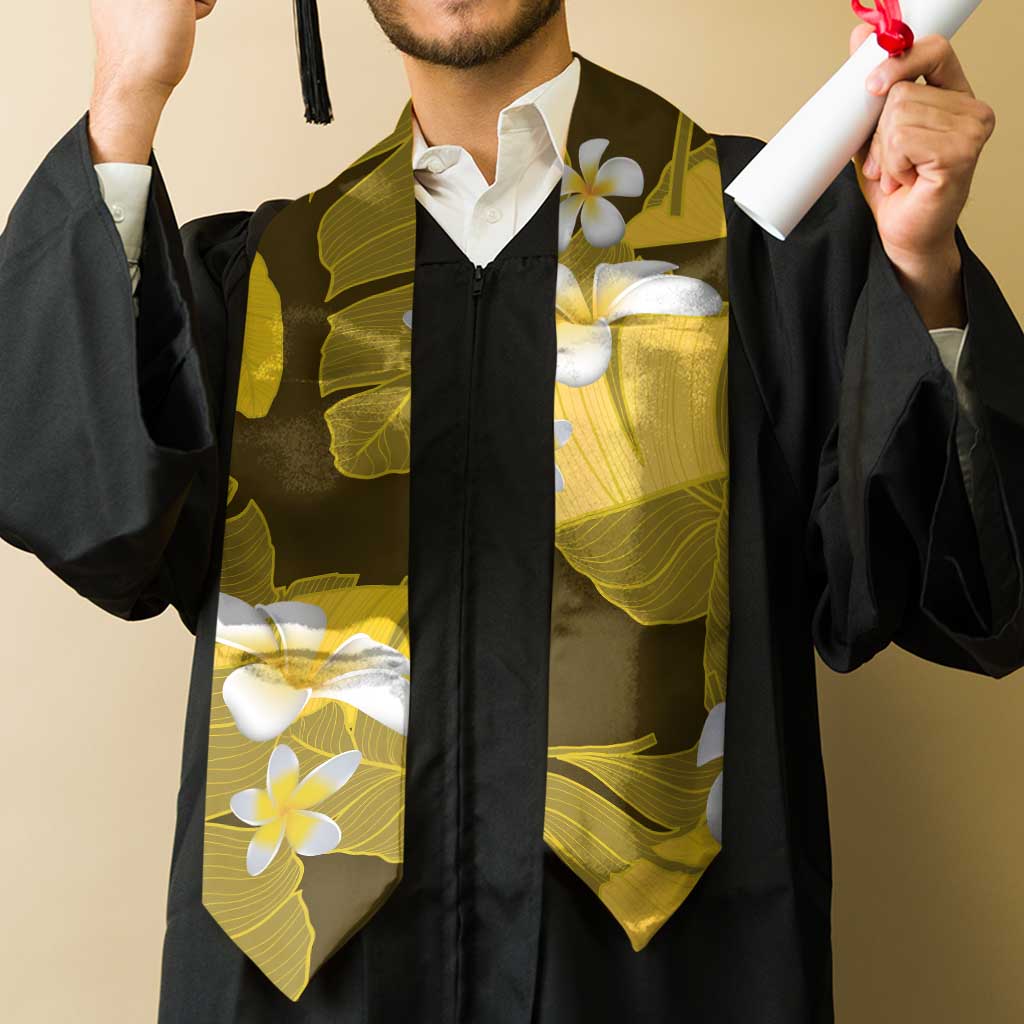 Yellow Banana Leaf Hawaii Graduation Stole Lau Maia Plumeria Tropical Summer Vibes LT14 - Polynesian Pride