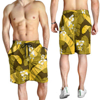 Yellow Banana Leaf Hawaii Shorts for Men Lau Maia Plumeria Tropical Summer Vibes LT14 - Polynesian Pride