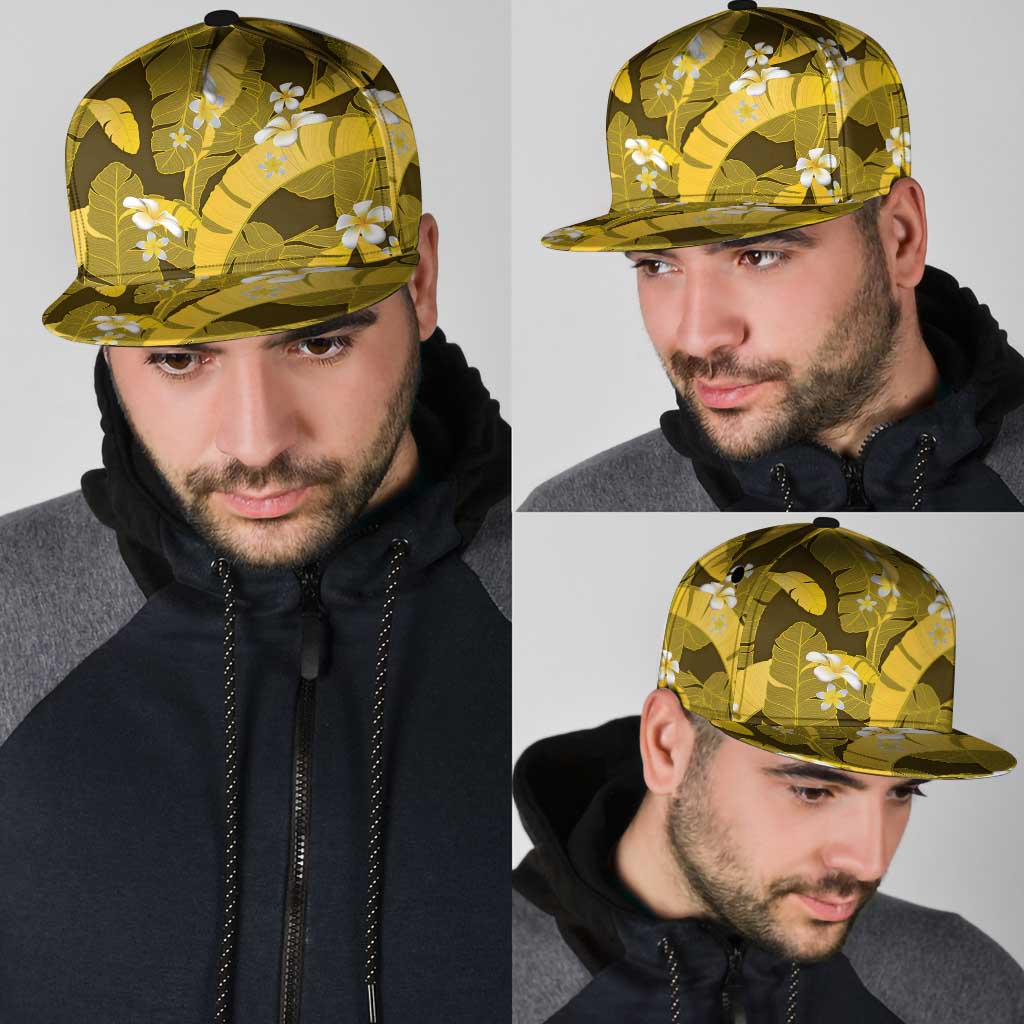 Yellow Banana Leaf Hawaii Snapback Cap Lau Maia Plumeria Tropical Summer Vibes LT14 - Polynesian Pride
