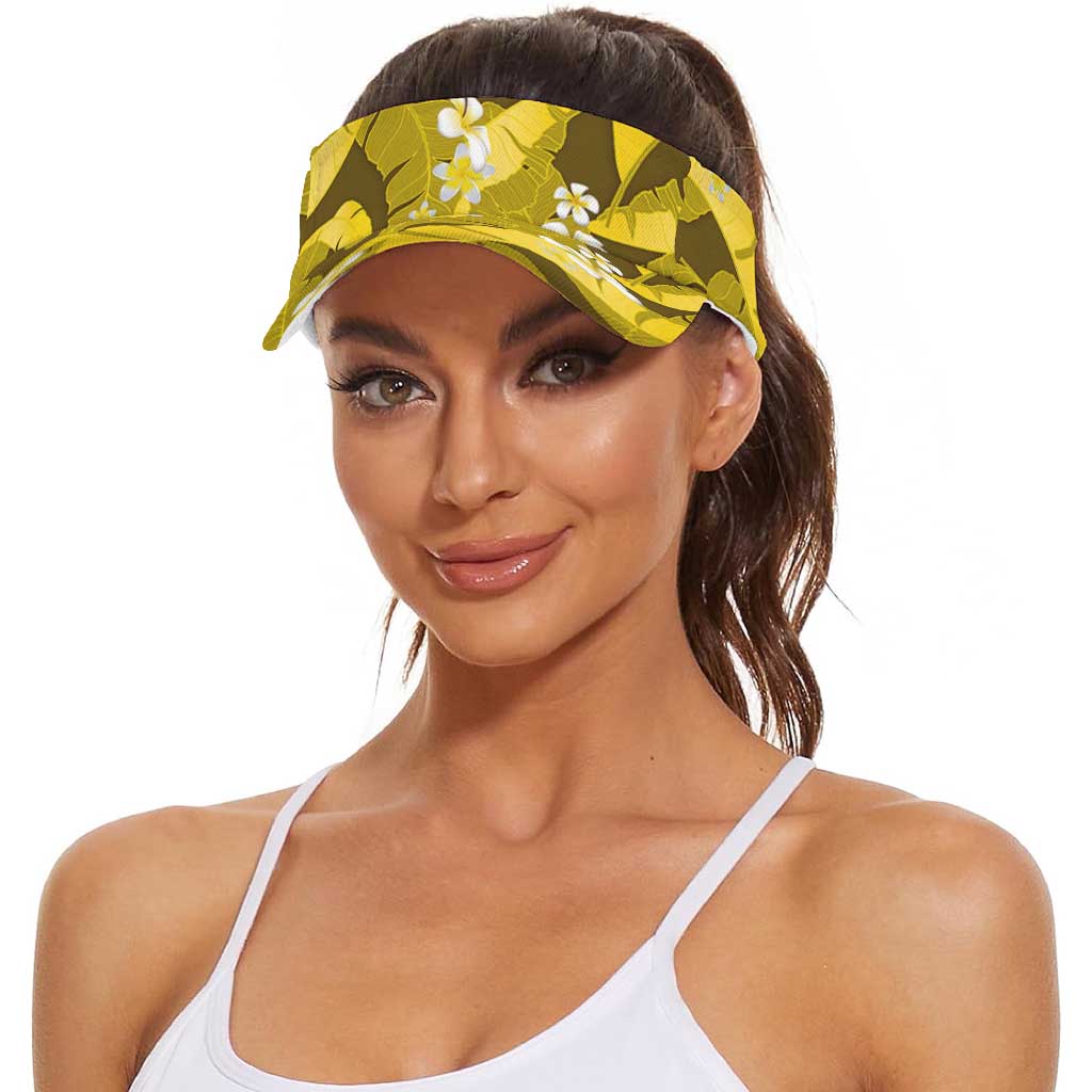 Yellow Banana Leaf Hawaii Sun Visor Cap Lau Maia Plumeria Tropical Summer Vibes LT14 - Polynesian Pride