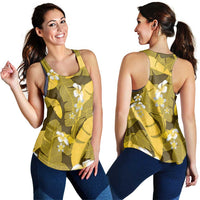 Yellow Banana Leaf Hawaii Women Racerback Tank Lau Maia Plumeria Tropical Summer Vibes LT14 - Polynesian Pride