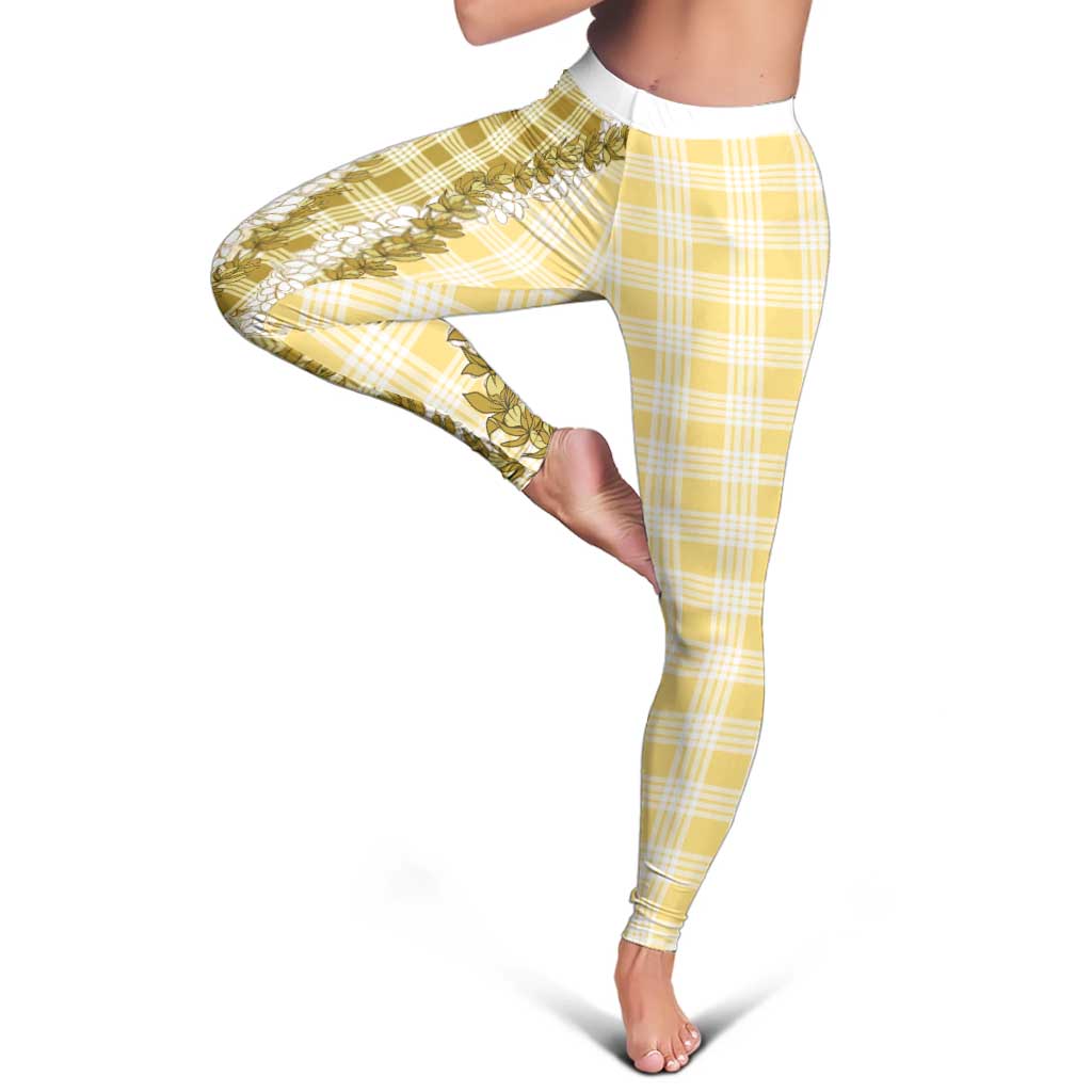 Yellow Hawaii Palaka Leggings Hawaiian Honohono Lei