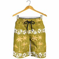 Yellow Hawaii Palm Tree Hibiscus Shorts for Men Fantasy Summer Vibe LT01 - Polynesian Pride