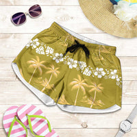 Yellow Hawaii Palm Tree Hibiscus Shorts for Women Fantasy Summer Vibe LT01 Yellow - Polynesian Pride