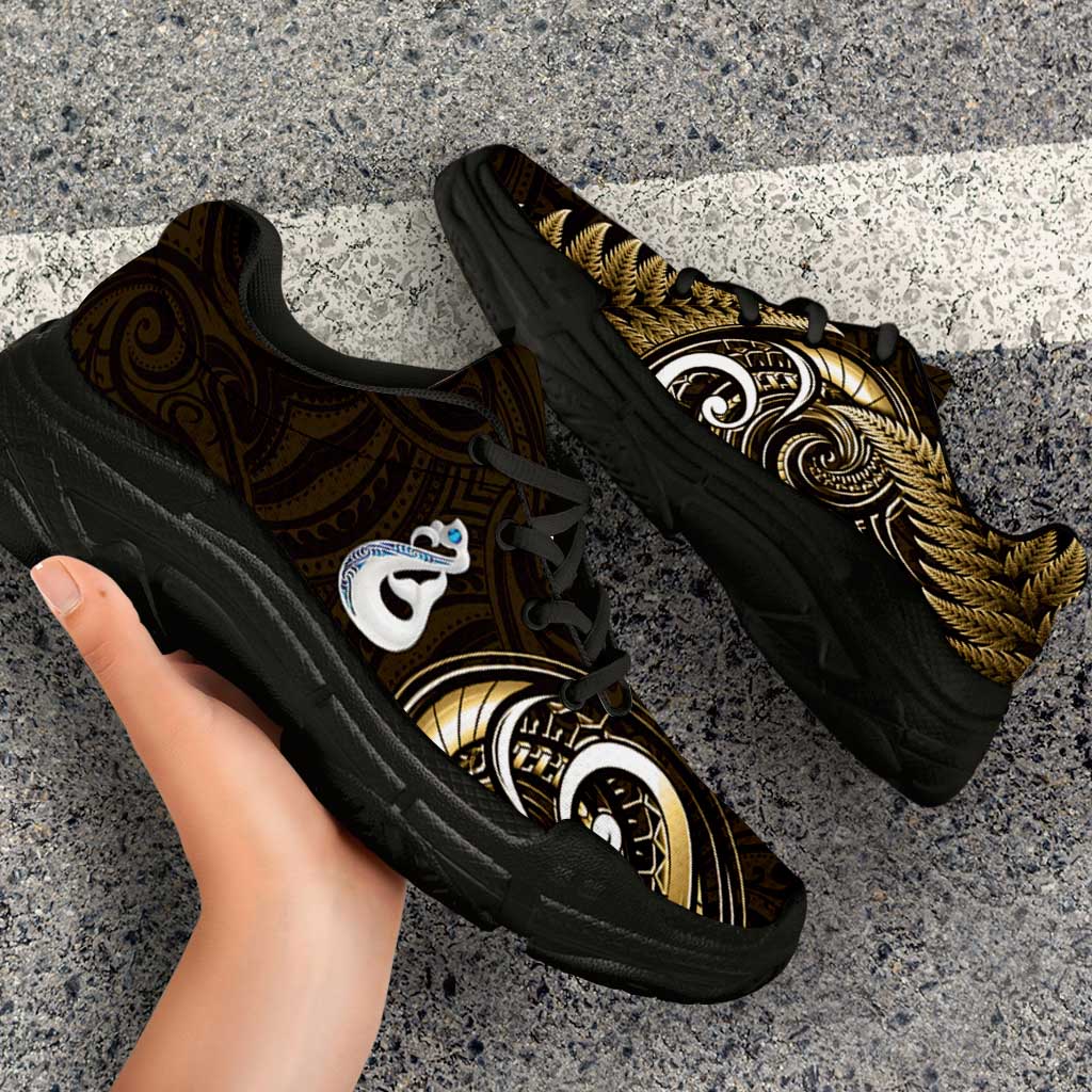 Yellow New Zealand Chunky Sneakers Aotearoa Silver Fern With Manaia Maori Unique