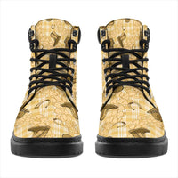 Yellow Palaka Hawaii Cowboy All Season Boots Puakenikeni Lei Paniolo Papale Seamless Vibes - Polynesian Pride