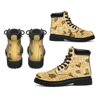 Yellow Palaka Hawaii Cowboy All Season Boots Puakenikeni Lei Paniolo Papale Seamless Vibes - Polynesian Pride