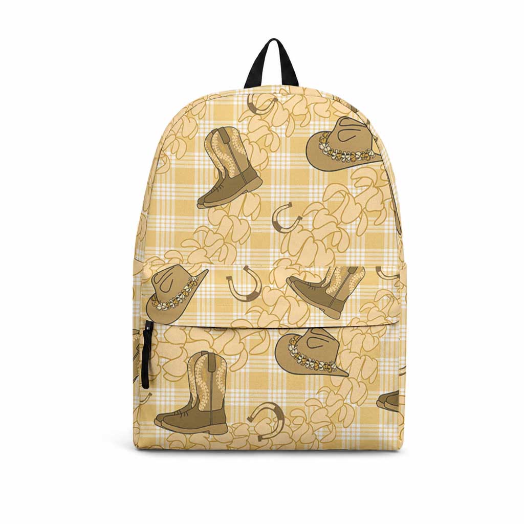 Yellow Palaka Hawaii Cowboy Backpack Puakenikeni Lei Paniolo Papale Seamless Vibes LT14 Yellow - Polynesian Pride