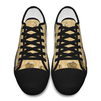 Yellow Palaka Hawaii Cowboy Low Top Shoes Puakenikeni Lei Paniolo Papale Seamless Vibes - Polynesian Pride