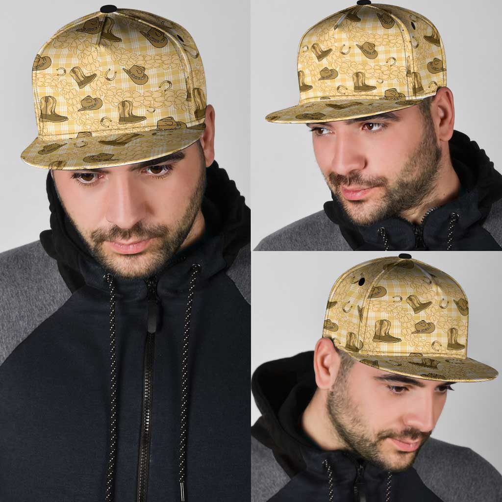 Yellow Palaka Hawaii Cowboy Snapback Cap Puakenikeni Lei Paniolo Papale Seamless Vibes - Polynesian Pride