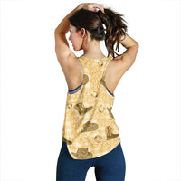 Yellow Palaka Hawaii Cowboy Women Racerback Tank Puakenikeni Lei Paniolo Papale Seamless Vibes LT14 - Polynesian Pride