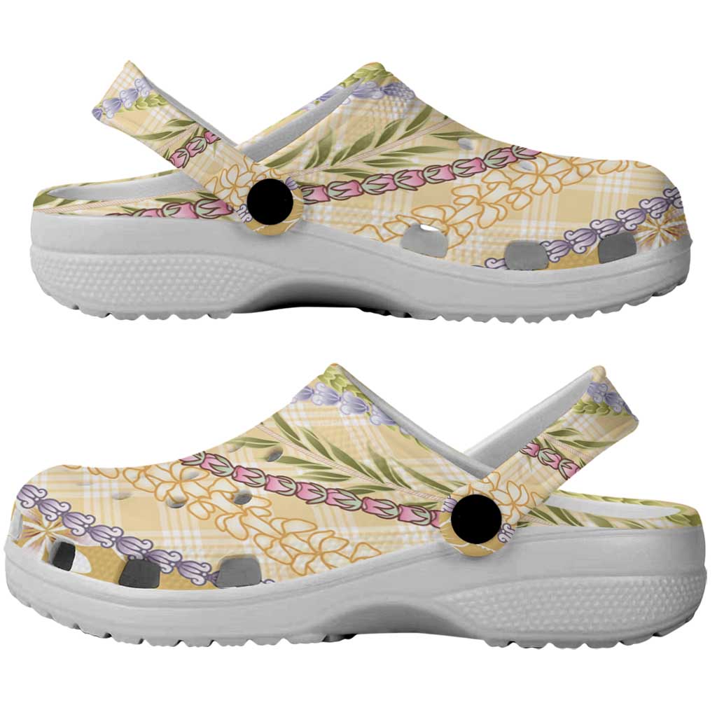 Yellow Palaka Hawaii Leis Clogs Shoes Hawaiian-plaid Elegant Tropical Vibes - Polynesian Pride