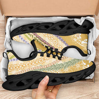Yellow Palaka Hawaii Leis Clunky Sneakers Hawaiian-plaid Elegant Tropical Vibes