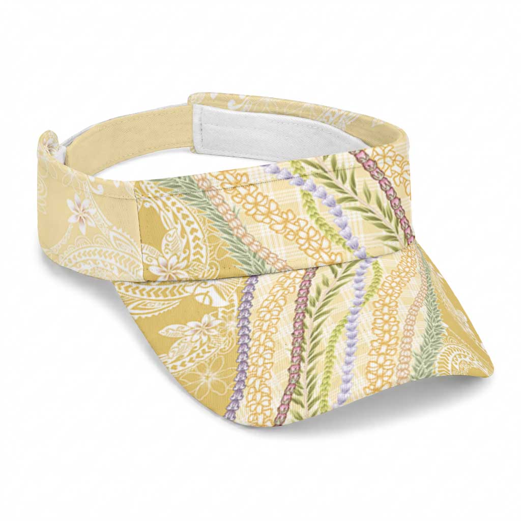 Yellow Palaka Hawaii Leis Sun Visor Cap Hawaiian-plaid Elegant Tropical Vibes