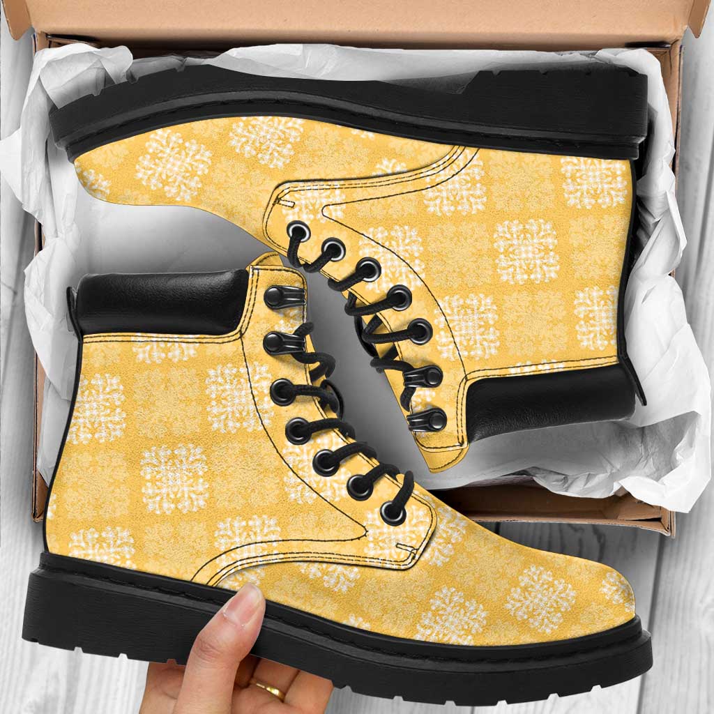 Yellow Palaka Quilt Hawaii All Season Boots Traditional Hawaii-plaid Pattern LT14 Yellow - Polynesian Pride