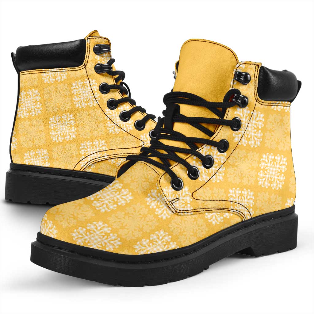 Yellow Palaka Quilt Hawaii All Season Boots Traditional Hawaii-plaid Pattern LT14 - Polynesian Pride