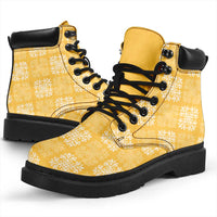 Yellow Palaka Quilt Hawaii All Season Boots Traditional Hawaii-plaid Pattern LT14 - Polynesian Pride
