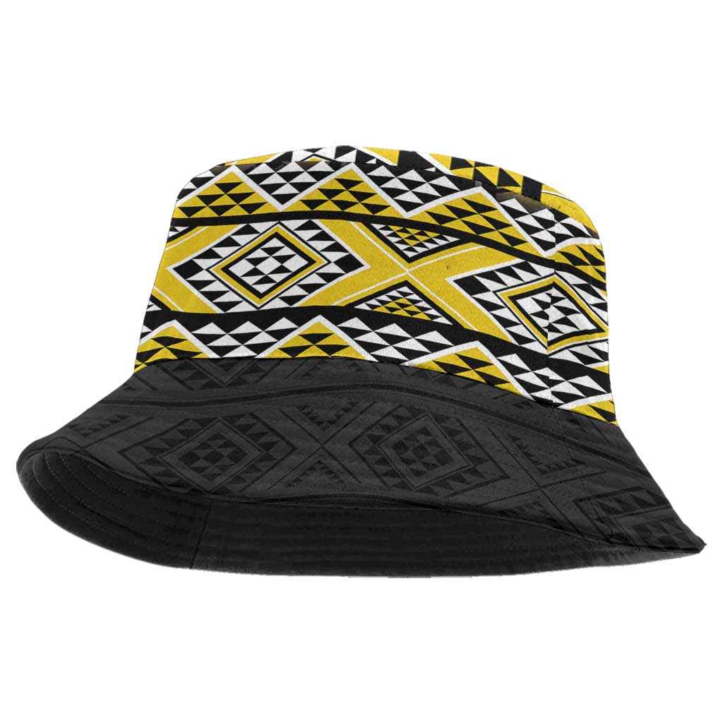 Yellow Taniko Aotearoa Bucket Hat Niho Taniwha Mix Poutama - Polynesian Pride