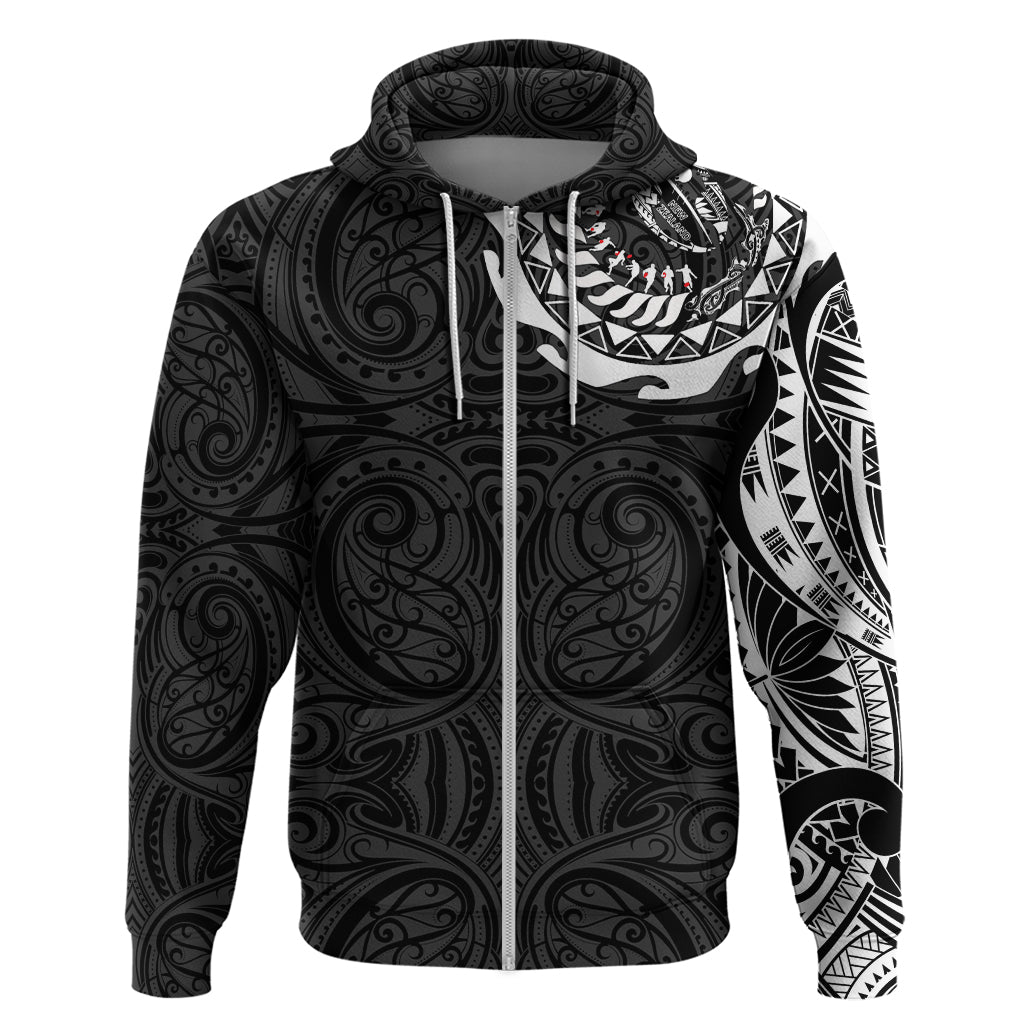 New Zealand Rugby Hoodie - Maori Tattoo Pullover All Black