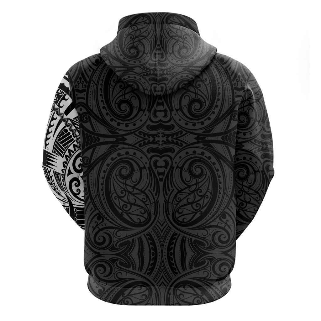 New Zealand Rugby Hoodie - Maori Tattoo Pullover All Black