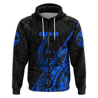 Custom Guam Rugby Zip Hoodie Polynesian Patterns Style Blue LT16 - Polynesian Pride