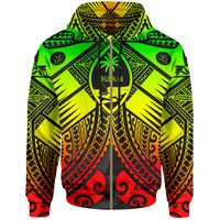 Guam Polynesian Zip up Hoodie Guam Reggae Seal with Polynesian Tattoo Unisex Reggae - Polynesian Pride