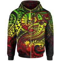 Tahiti Zip up Hoodie Reggae Shark Polynesian Tattoo Unisex Reggae - Polynesian Pride