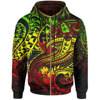 Guam Polynesian Zip up Hoodie Reggae Shark Polynesian Tattoo Unisex Reggae - Polynesian Pride